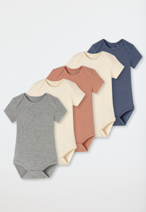 Body pour bébé côtelé brossé à manches courtes, lot de 5, multicolore - Bébé