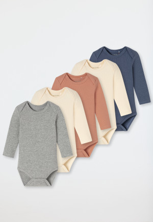Body pour bébé côtelé brossé à manches longues, lot de 5, multicolore - Bébé