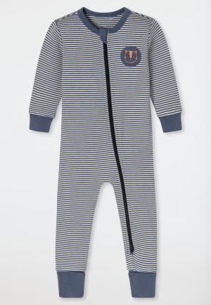 Combinaison longue pour bébé, en tissu côtelé côtelé, avec fermeture éclair, motif « Amiral » rayé - Bébé