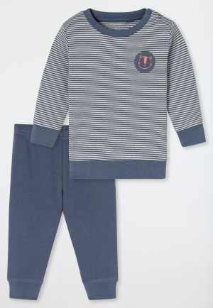 Pyjama long pour bébé, 2 pièces, en tissu côtelé fin, motif « Amiral » rayé - Bébé