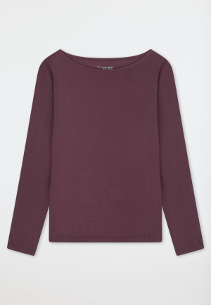 Long-sleeve shirt with Boat Neckline, cocoa brown - Mix+ Relax