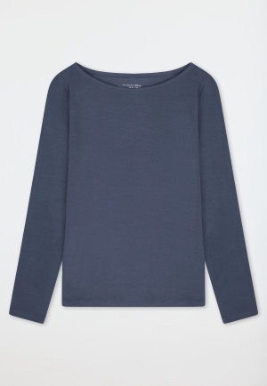 Shirt met lange mouwen en U-hals, blauwgrijs - Mix+ Relax