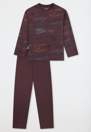 Schlafanzug lang Frühstück kakaobraun - Nightwear