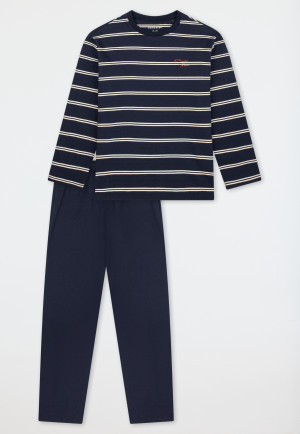 Pyjama long bleu nuit rayé - Nightwear