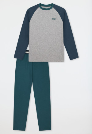 Lange pyjama met skateboardmotief, grijs gemêleerd - Nightwear
