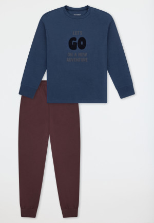 Schlafanzug lang Bündchen pacific blue - Nightwear