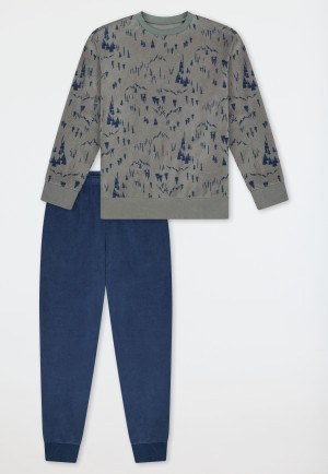 Schlafanzug lang Bündchen salbei - Nightwear