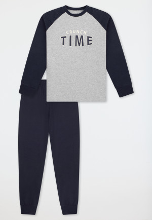 Lange pyjama met manchetten, grijs gemêleerd - Nightwear