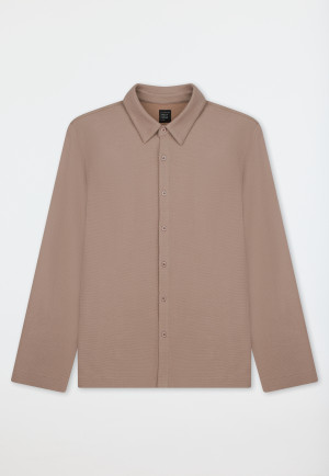Long-Sleeve Pique Shirt, Warm, Nougat - Mix+ Relax