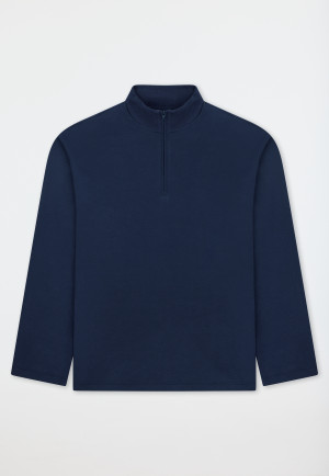 Sweatshirt met fijne rib en rits, warm, oversized, diepzeeblauw - Mix+ Relax