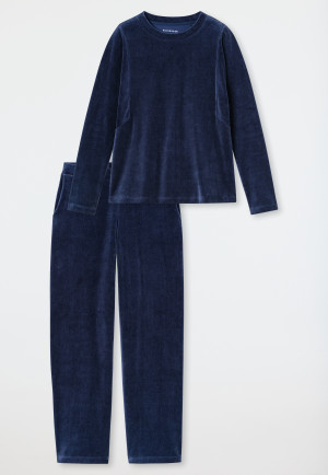 Long Velour Lounge Set, Deep Sea Blue - Casual Velour