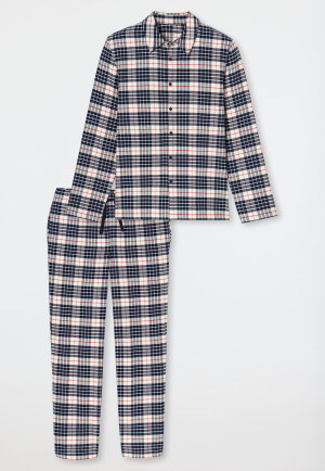 Lang pyjama van flanel met veelkleurig geruit patroon - Family