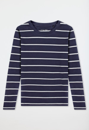 Shirt langarm dunkelblau-weiß geringelt - Mix+Relax