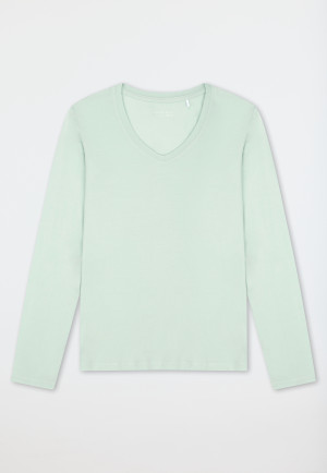 Shirt met lange mouwen en v-hals, kleur matcha latte - Mix+ Relax