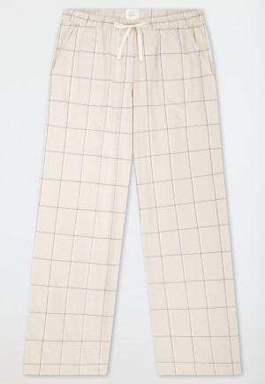 Long Flannel Pants, Bright Taupe Chequered - Mix+ Relax