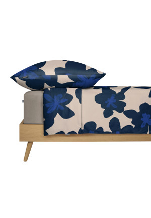 Parure de lit 2 pièces Renforcé fleurs bleu - SCHIESSER Home