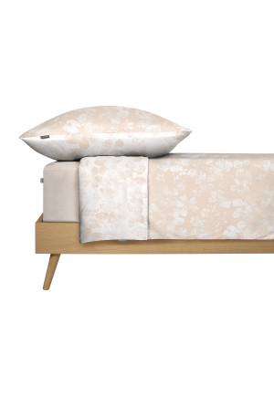 Parure de lit 2 pièces satin fleurs beige - SCHIESSER Home
