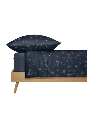 Bettwäsche 2-teilig Feinbiber Skifahrer deep blue - SCHIESSER Home