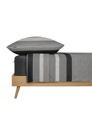 Bettwäsche 2-teilig Satin Streifen grau - SCHIESSER Home