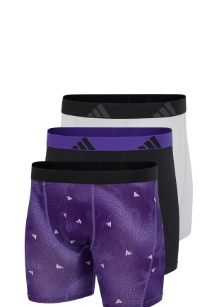 Aansluitende boxershorts lang 3-pack Zwart/Lila/Wit - ADIDAS
