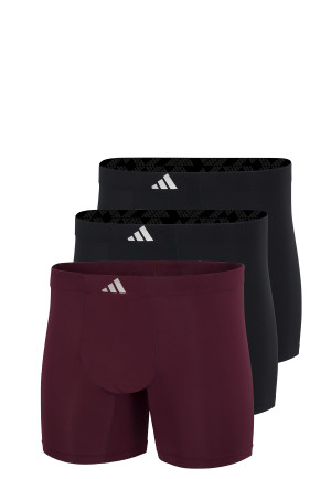 Aansluitende boxershorts lang met logo 3-pack Bordeaux/Zwart - ADIDAS