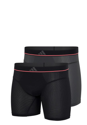 Aansluitende boxershorts lang 2-pack Zwart/Grijs/Rood - ADIDAS