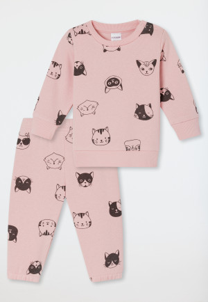 Babyanzug 2-teilig Sweatware Katzen rosé - Baby