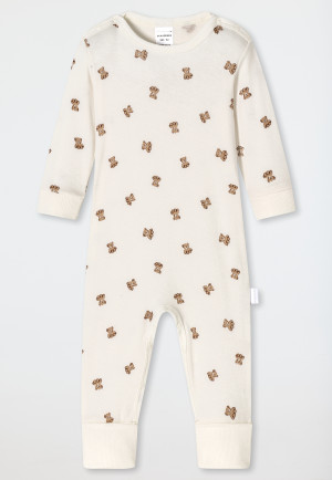 Babyanzug lang Feinripp Modal Organic Cotton Vario Bärchen off-white - Natural Love