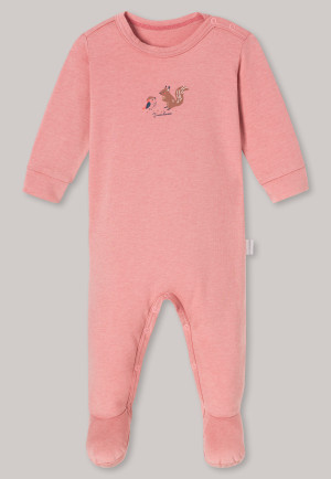 Combinaison longue pour bébé avec pieds en coton bio Natural Dye animaux de la forêt rose - Natural Love