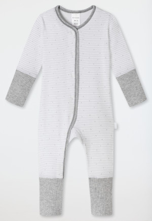 Babypyjama lang met vario uniseks fijnrib biokatoen streepjes wit/lichtgrijs - Original Classics