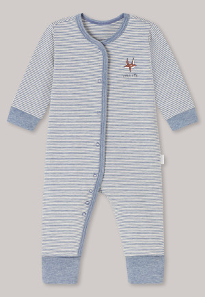 Combinaison longue pour bébé en coton bio Natural Dye Vario patte de boutonnage rayures bleues renard - Natural Love