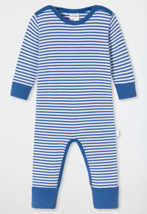 Babyanzug lang unisex Bambus Vario Knopfleiste Ringel aqua - Bamboo