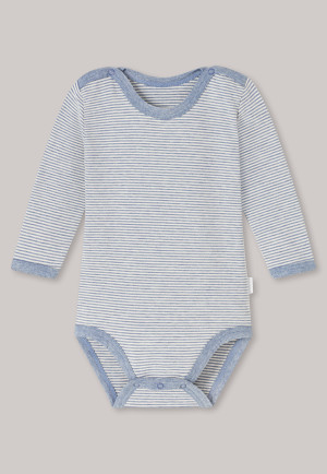 Baby onesie long-sleeved organic cotton natural dye stripes blue - Natural Love