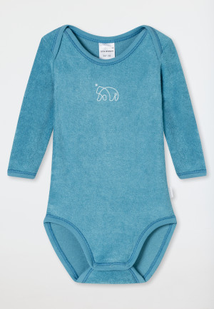 Body bambino manica lunga unisex in spugna modal orso celeste - Natural Love