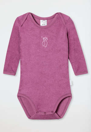 Body bambino manica lunga unisex in spugna modal gufo malva - Natural Love