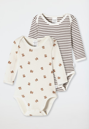 Babybodys langarm 2er-Pack unisex Feinripp Organic Cotton Bärchen Ringel mehrfarbig - Natural Love