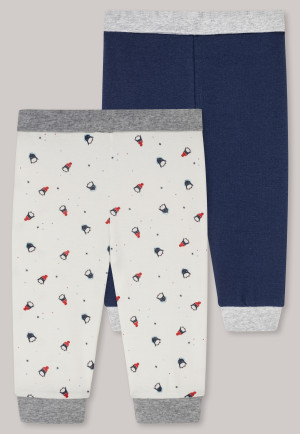 Pantalon long côtelé unisexe pour bébé en coton bio multicolore avec pingouins - Baby Unisex