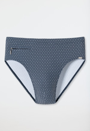 Bade-Sir knitwear swim briefs recycled zip pocket dark blue patterned - Marineland