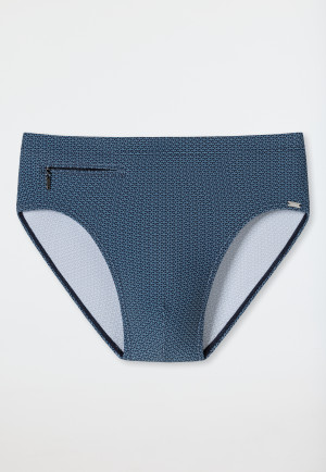 Swim briefs bikini with zipped pocket dark blue patterned - Aqua