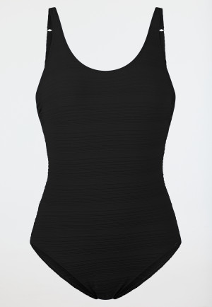 Swimsuit jersey recycled stripes black - aqua