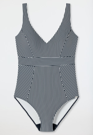 Swimsuit V-neck soft cups stripes dark blue - Ocean Dive