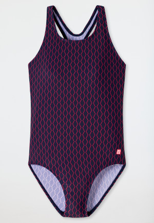 Swimsuit knitwear recycled SPF40+ polka dots dark blue - Nautical Chica