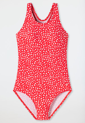 Badeanzug Wirkware recycelt LSF40+ Racerback Punkte rot - Diver Dreams