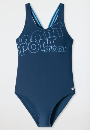 Badeanzug Wirkware recycelt LSF40+ Racerback Sport blau - Aqua Teen Girls