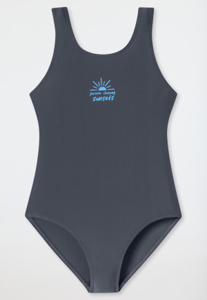 Swimsuit knitwear recycled SPF40+ school sports graphite - Aqua