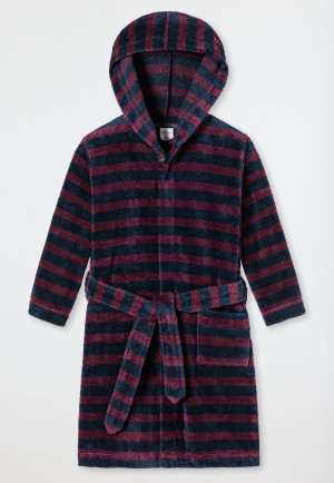 Badjas badstof strepen capuchon mauve - Rat Henry