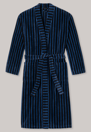 Velveteen bathrobe dark blue striped - Selected! Premium
