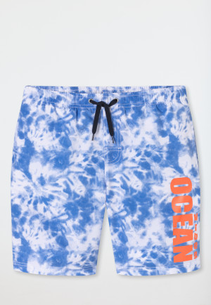Swim shorts woven fabric recycled SPF40+ batik aquarium - Aqua