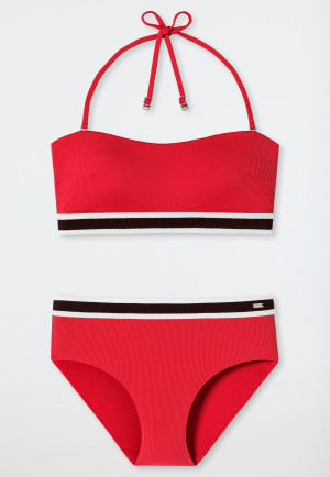 Bandeaubikiniset softpads verstelbare bandjes midi-slip rib-look rood - Underwater