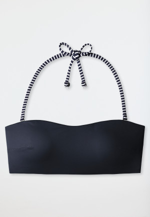 Top a fascia foderato per bikini con coppe morbide e spalline regolabili, blu scuro - Mix & Match Reflections